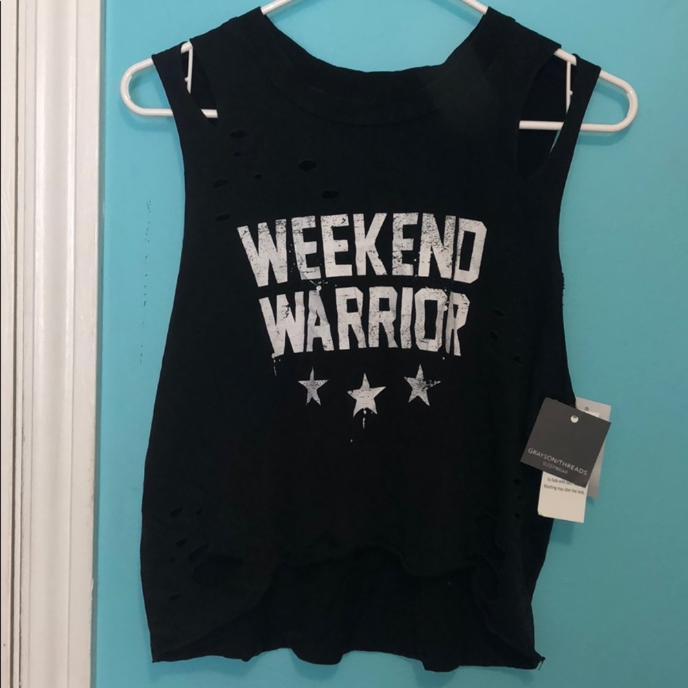 Black “weekend warrior” sleepwear top